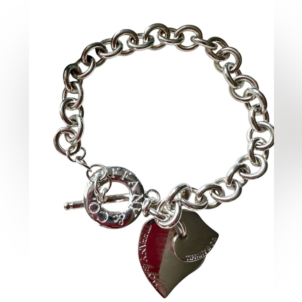 Tiffany & Co. Silver Double Hearts Toggle Bracelet - Picture 2 of 7